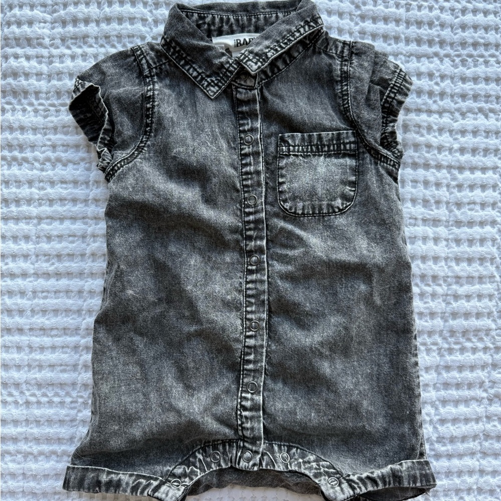 Cotton On Kids black denim button up romper